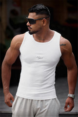 White Signature Ribbed Vest