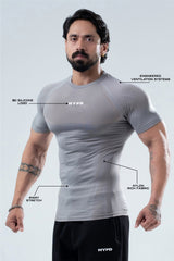 grey hypex seamless compression t shirt for mens
