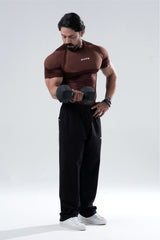brown hypex seamless compression t shirt for mens