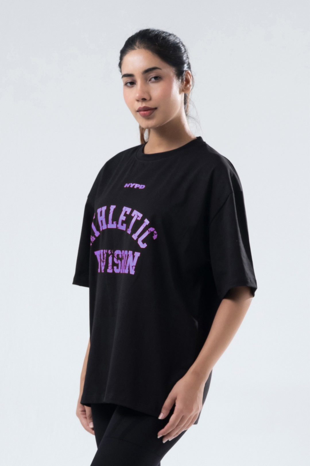 black/purple athletic division oversized t-shirt women