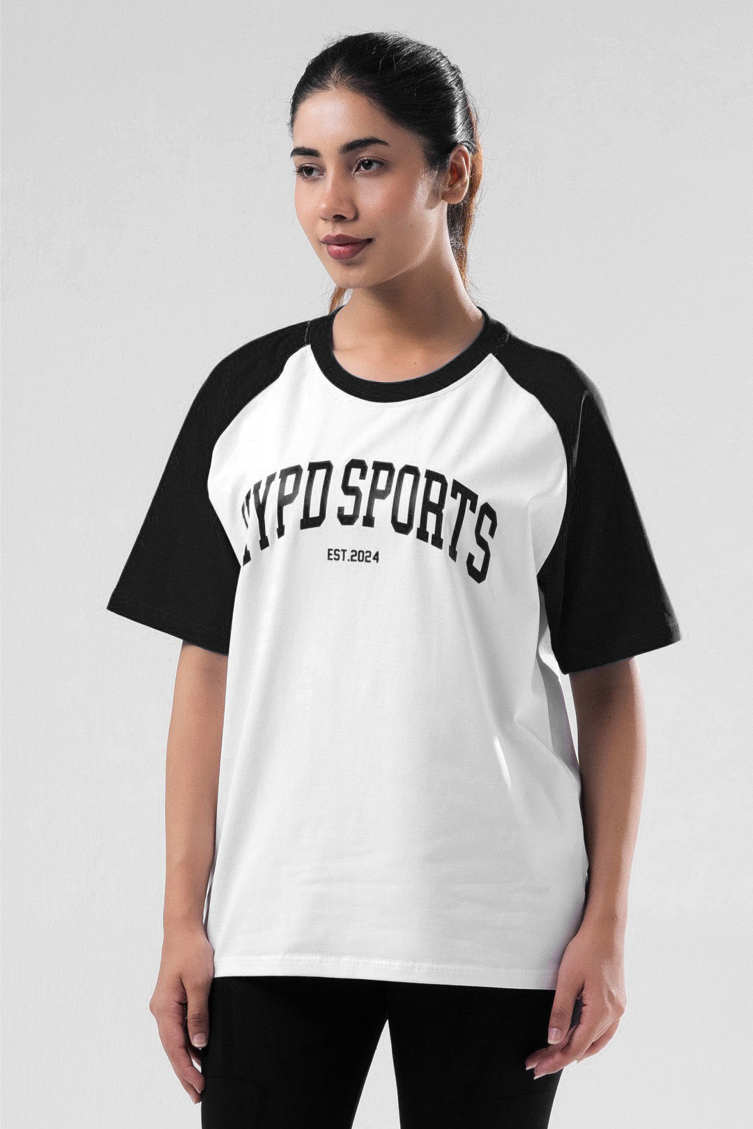 black/white raglan oversized t-shirt women
