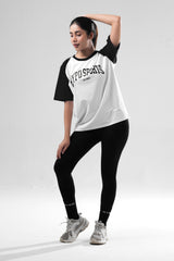 black/white raglan oversized t-shirt women