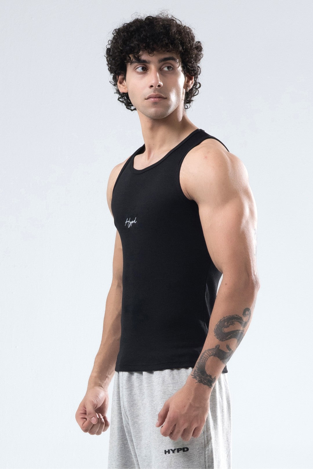 black signature ribbed vest mens 