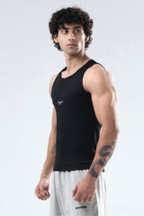 black signature ribbed vest mens 