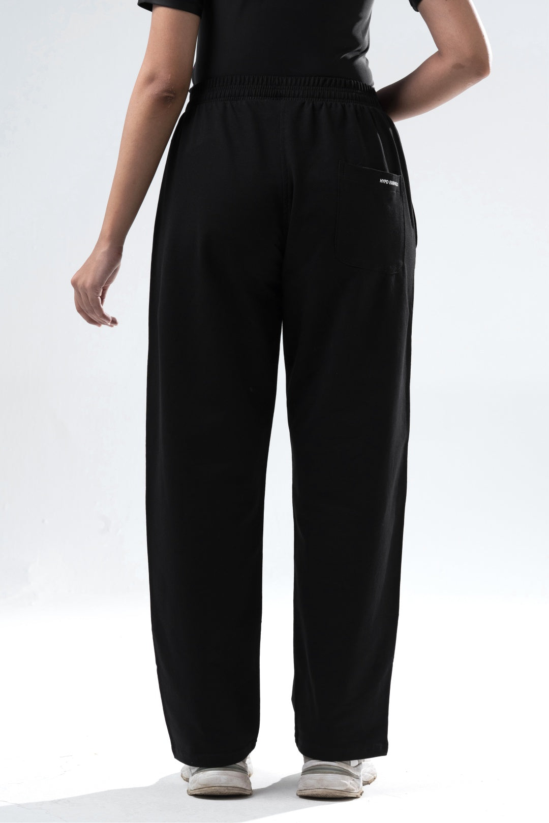 black essential straight fit trackpants women
