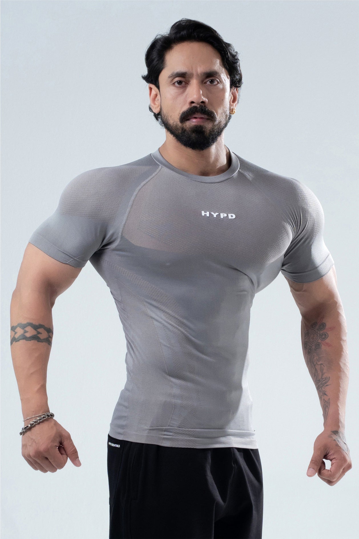 grey hypex seamless compression t shirt for mens