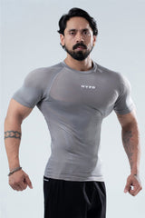 grey hypex seamless compression t shirt for mens