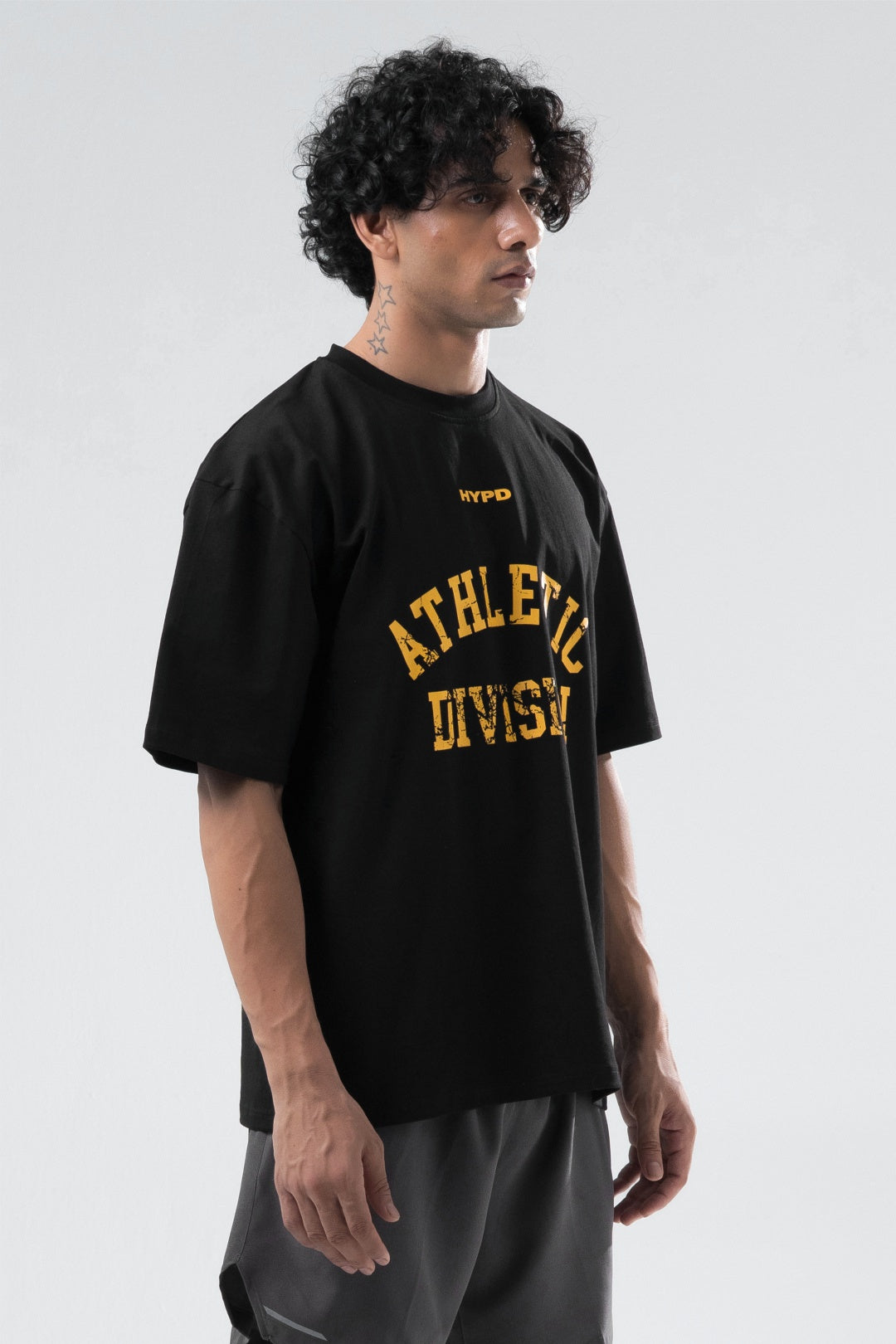 black/yellow athletic division oversized t-shirt men