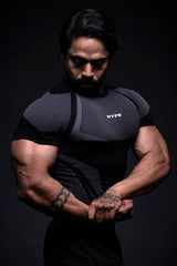 black hypex seamless compression t shirt for men