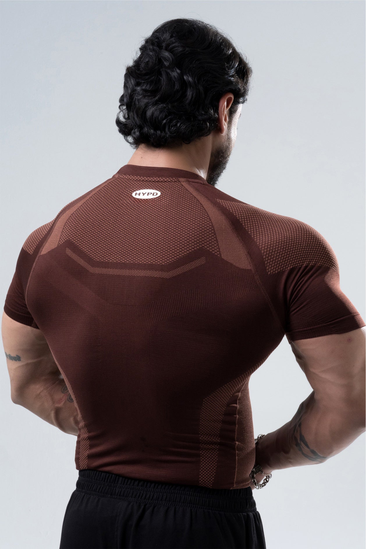 brown hypex seamless compression t shirt for mens
