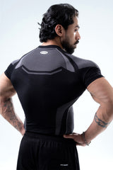 black hypex seamless compression t shirt for mens