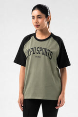 pista/black raglan oversized t-shirt women