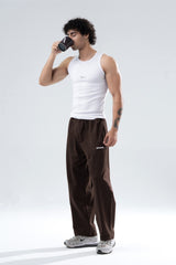 brown essential straight fit track pants mens 