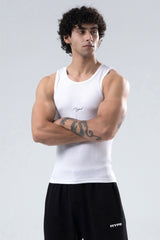 white signature ribbed vest mens  