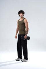 olive signature ribbed vest mens