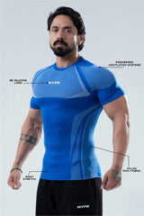 Blue HYPEX Seamless Compression T-Shirt for Men