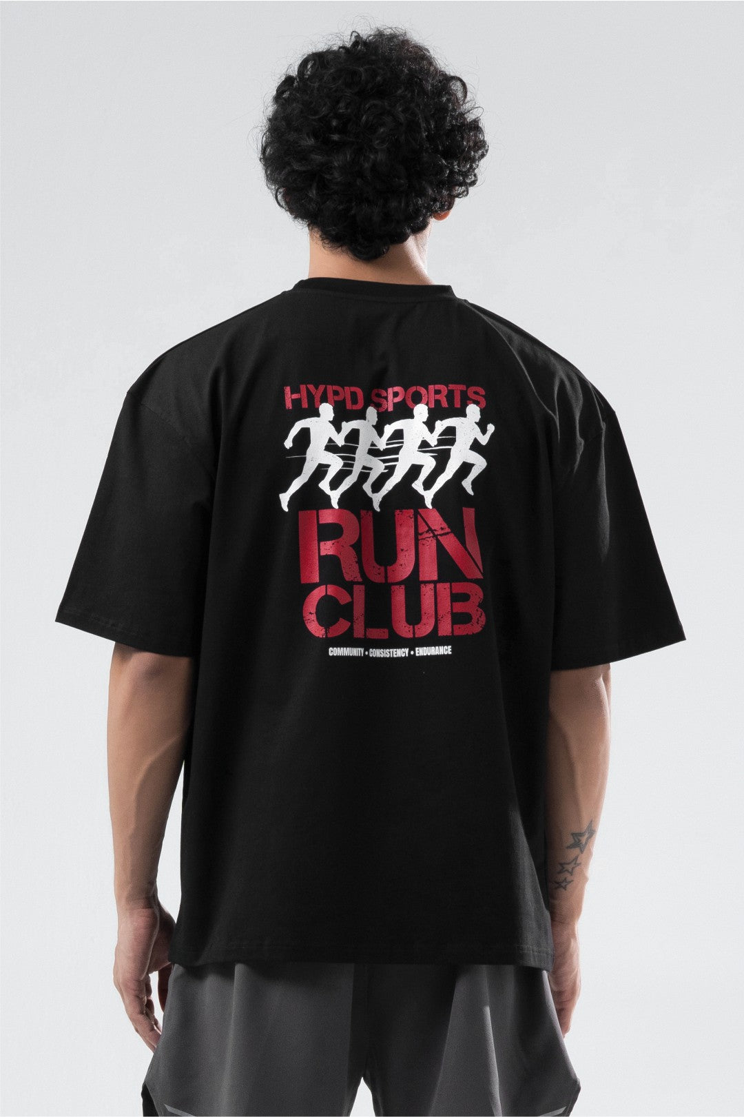 black run club oversized t-shirt men