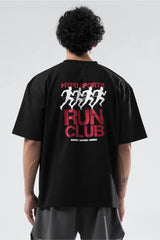 black run club oversized t-shirt men