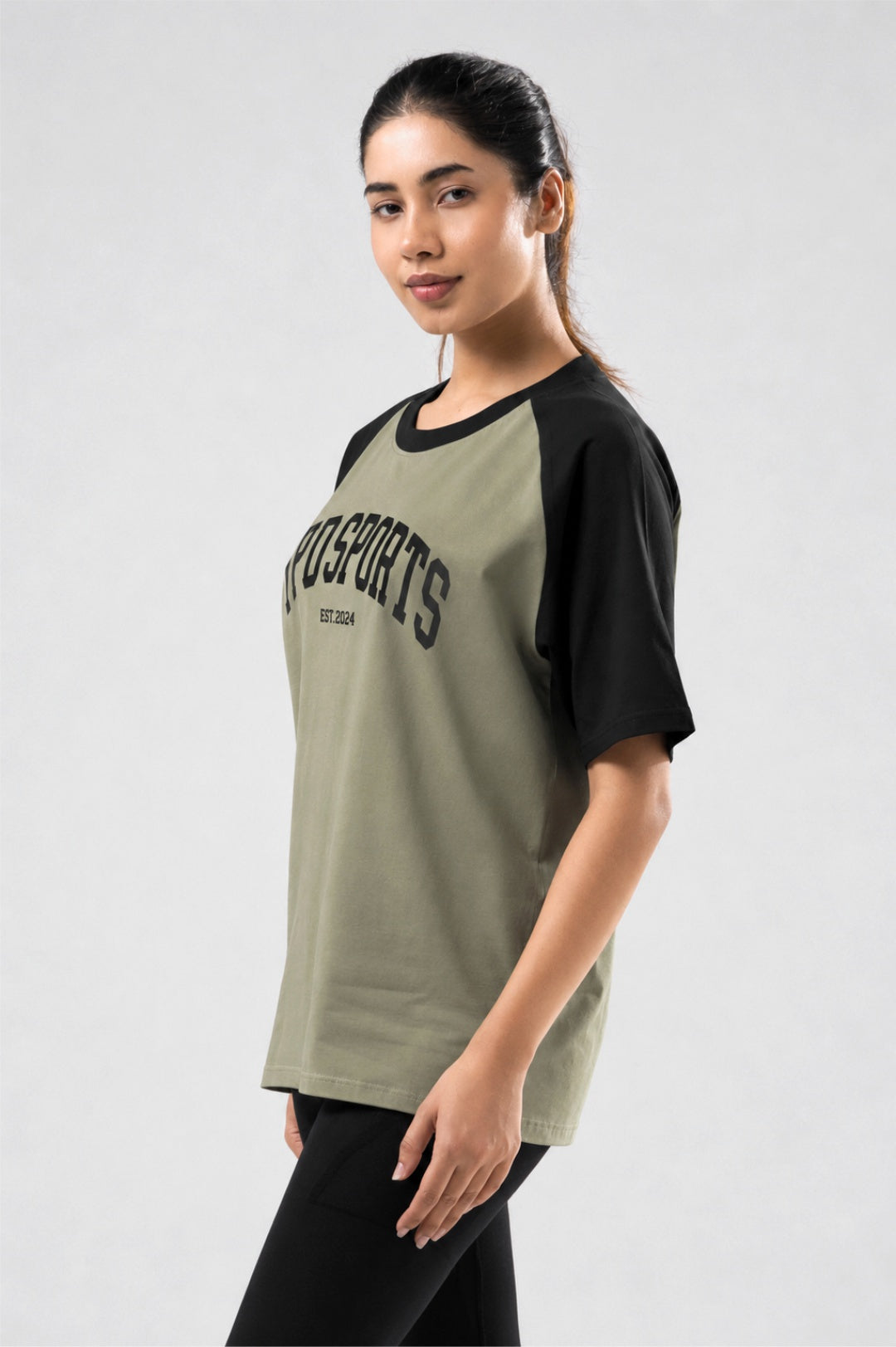 pista/black raglan oversized t-shirt women