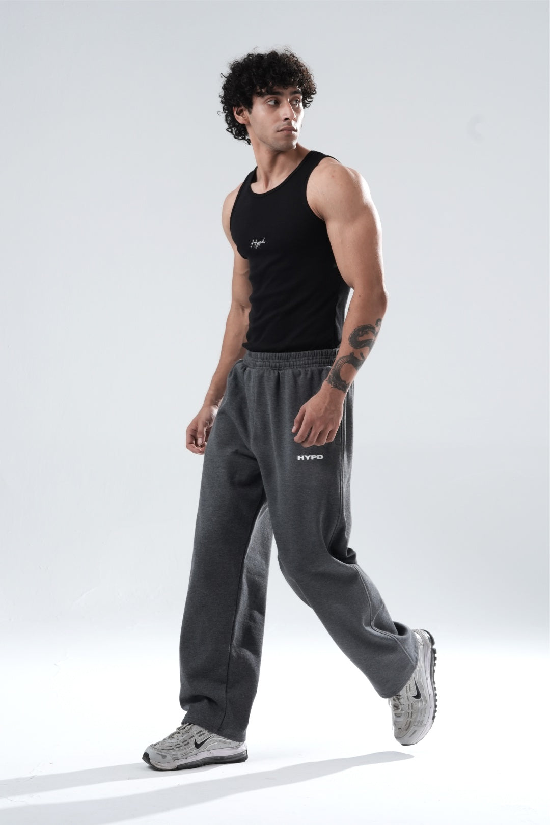 dark grey melange essential straight fit track pants mens 
