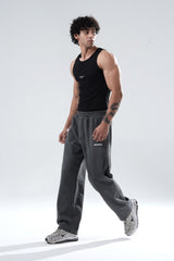 dark grey melange essential straight fit track pants mens 