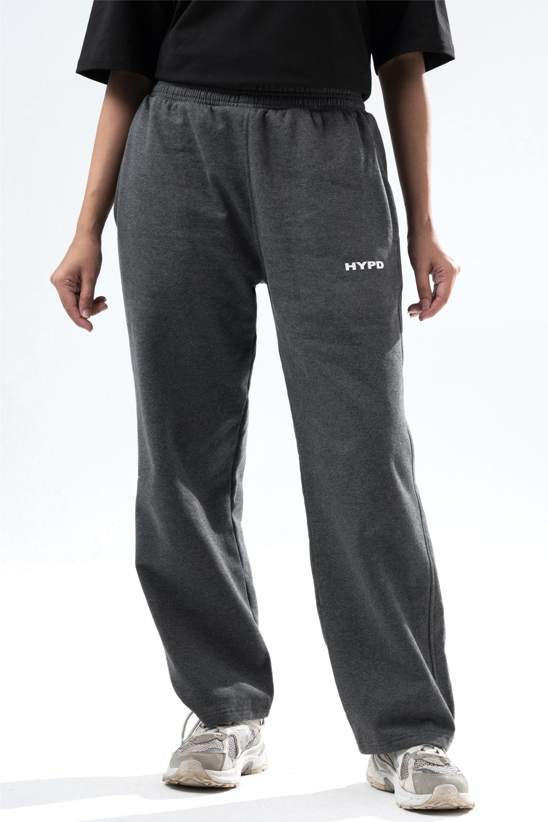 dark grey melange essential straight fit trackpants women