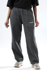 dark grey melange essential straight fit trackpants women