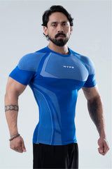 blue hypex seamless compression t shirt for men