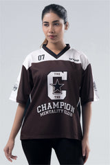 brown champion mentality oversized training jersey women 