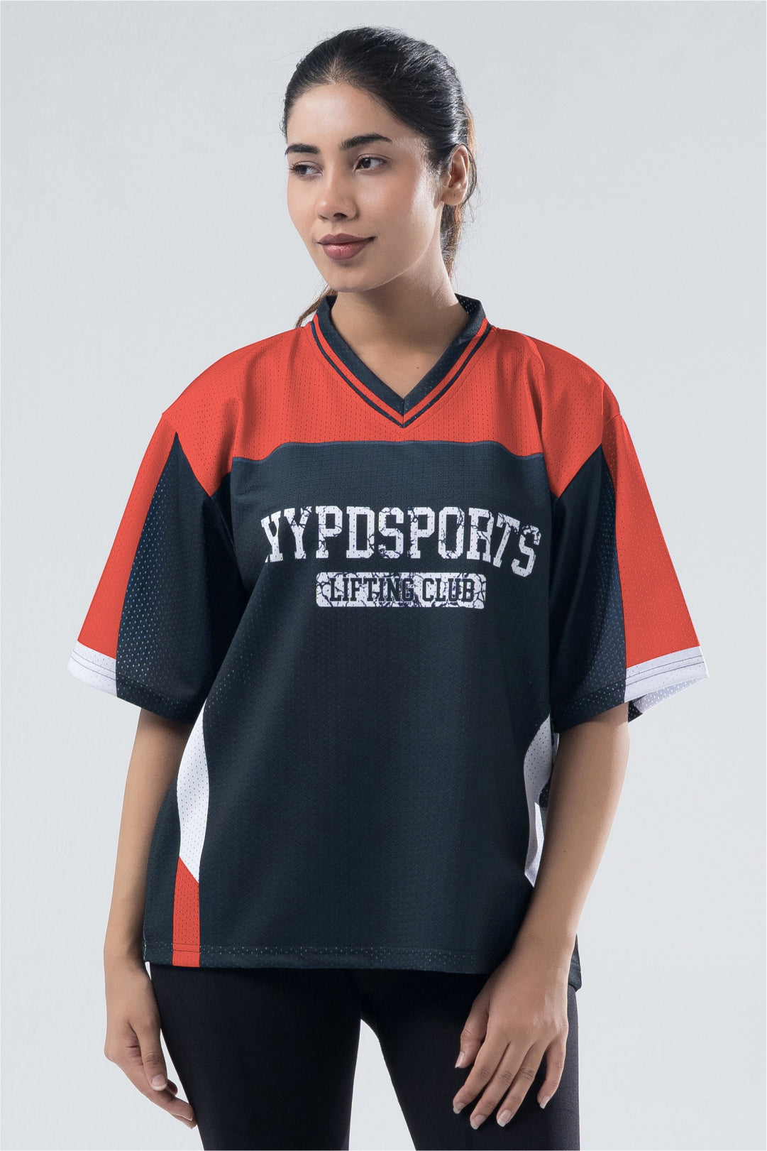 red lifting club oversized training jersey womens 