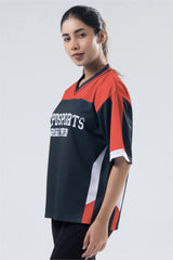 red lifting club oversized training jersey womens 