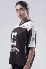brown champion mentality oversized training jersey women 