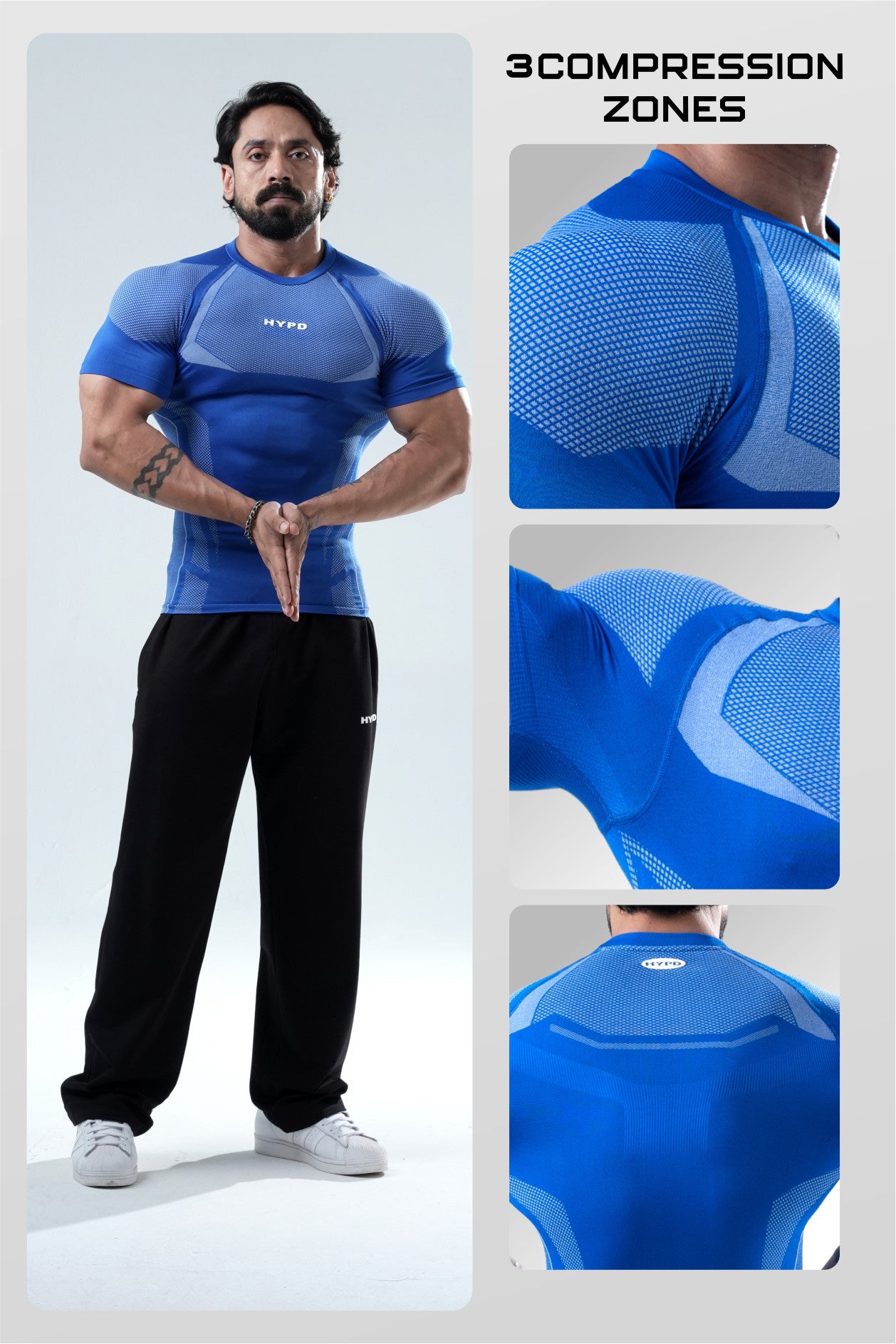 Blue HYPEX Seamless Compression T-Shirt for Men