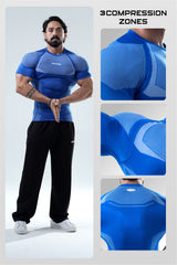 Blue HYPEX Seamless Compression T-Shirt for Men