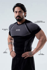 black hypex seamless compression t shirt for mens