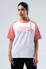 peach/white raglan oversized t-shirt women