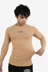 Beige Stealth Compression T-Shirt Full Sleeves