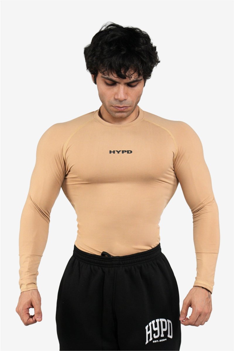 Beige Stealth Compression T-Shirt Full Sleeves