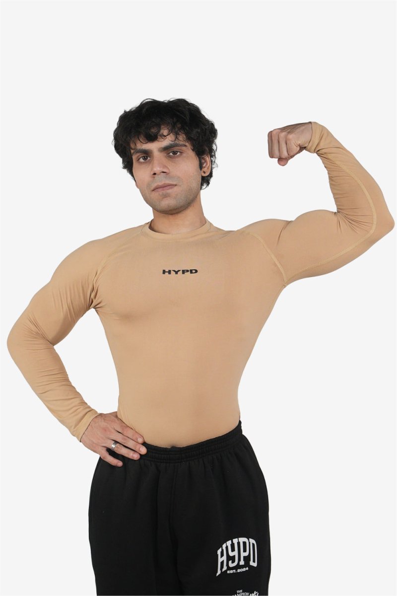 Beige Stealth Compression T-Shirt Full Sleeves