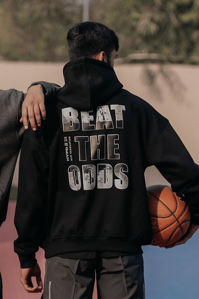 Black Beat The Odds Oversized Hoodie - HYPD Sports