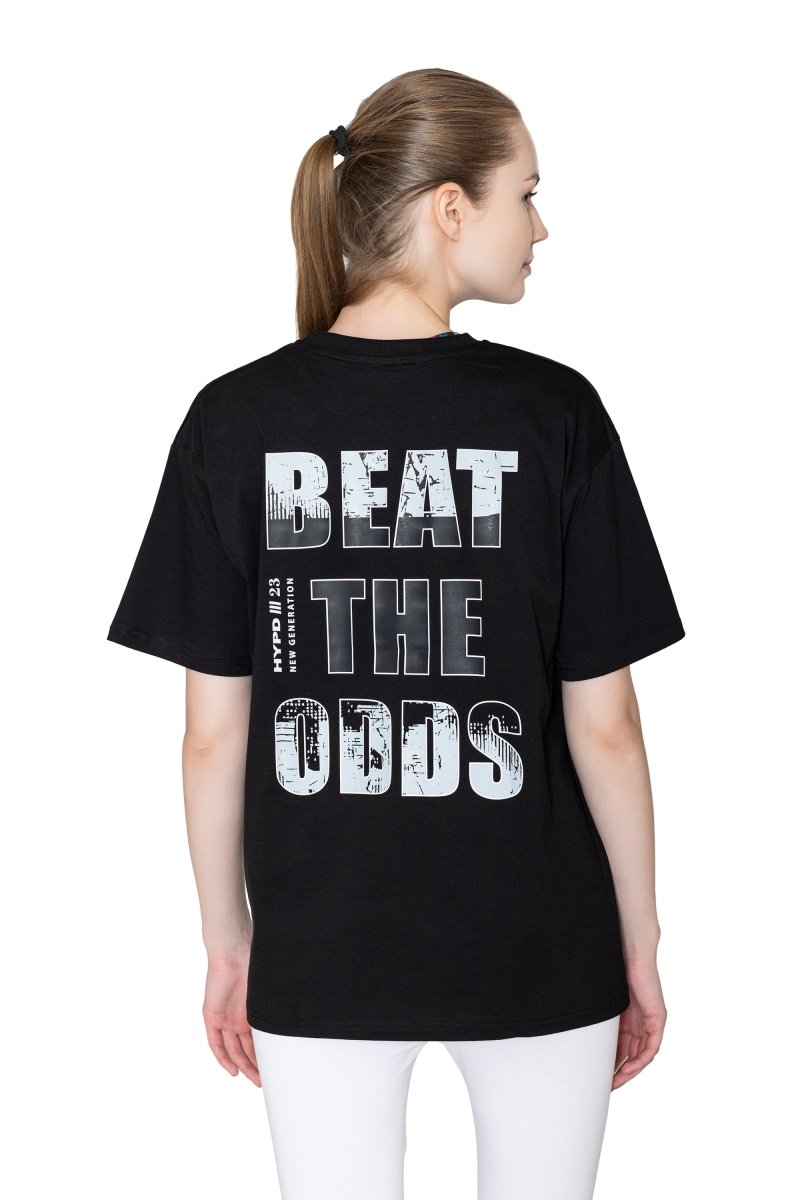 Black Beat The Odds Oversized T-shirt Women - HYPD Sports