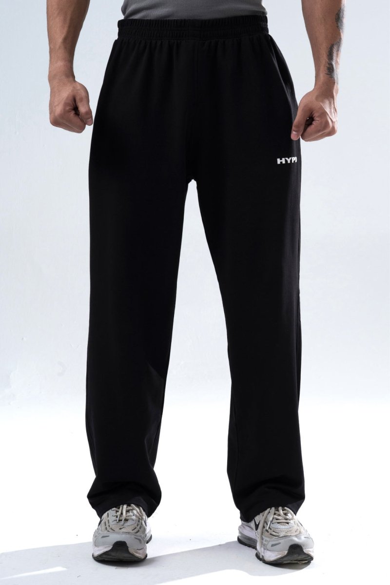 Black Essential Straight Fit Track Pants