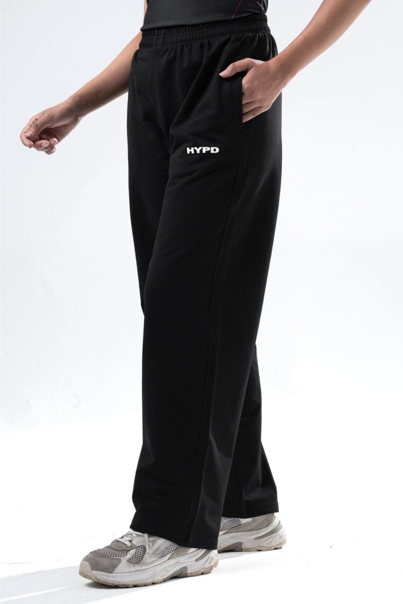 Black Essential Straight Fit TrackPants