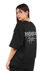 Black Grunge Beat The Odds Oversized T-Shirt With White Print