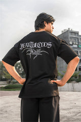 Black Grunge Beat The Odds Oversized T-Shirt With White Print