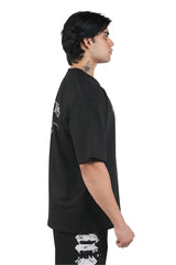 Black Grunge Beat The Odds Oversized T-Shirt With White Print