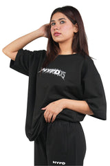 Black Grunge Beat The Odds Oversized T-Shirt With White Print