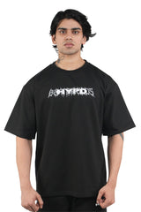 Black Grunge Beat The Odds Oversized T-Shirt With White Print