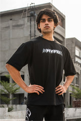 Black Grunge Beat The Odds Oversized T-Shirt With White Print