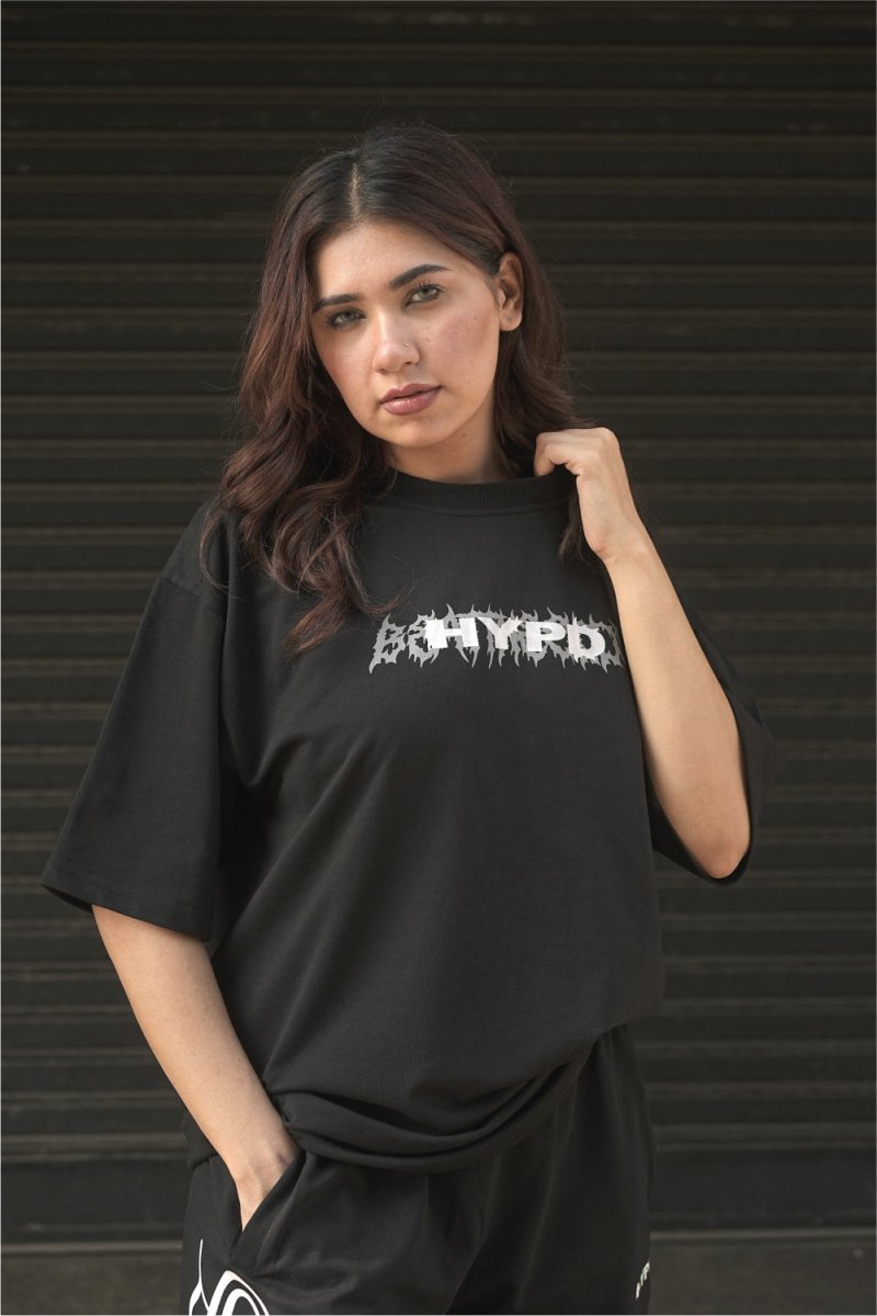 Black Grunge Beat The Odds Oversized T-Shirt With White Print
